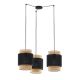 Luminaire Suspendu BOHO 3 abat-jour rotin et tissu noir Design Bohème