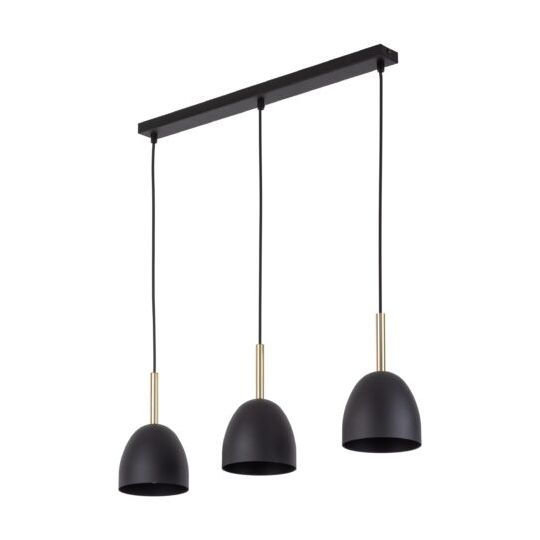 Luminaire Suspendu NORD 3 abat-jour métal noir Design Industriel