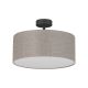 Lampe Suspendue RONDO LINEN rond 45cm tissu lin beige gris Design Minimaliste