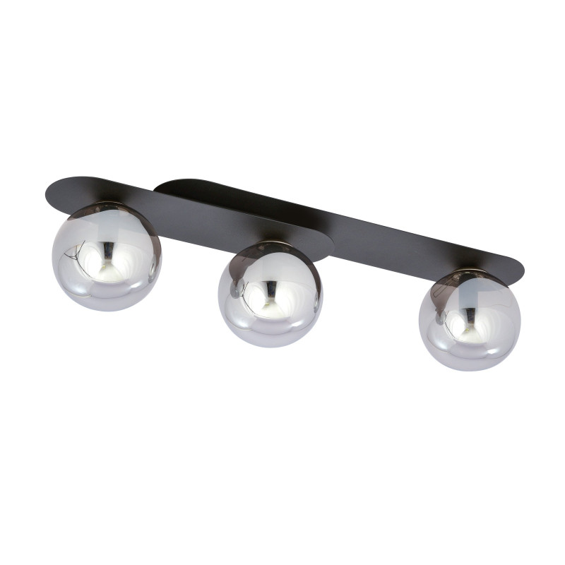 Plafonnier Design Plaza Métal 3 lampes Boules Argentées Style Minimaliste 