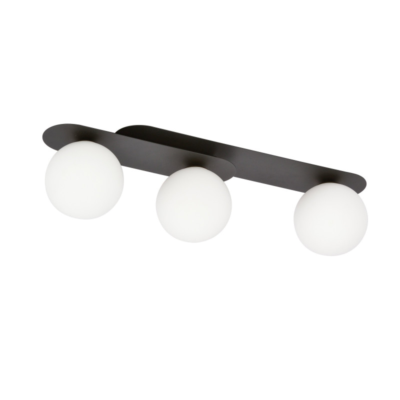 Plafonnier Design Plaza Métal 3 lampes Boules Blanches Style Minimaliste 