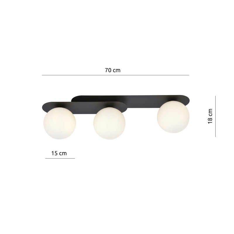 Plafonnier Design Plaza Métal 3 lampes Boules Blanches Style Minimaliste 