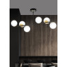 Plafonnier Design Floki Métal 6 lampes Déportées Noires et Dorées Style Minimaliste 