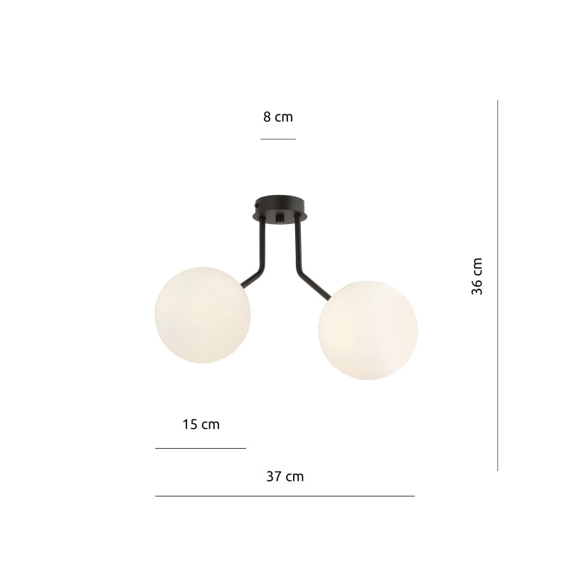 Plafonnier Design Nova Métal 2 lampes Boules Blanches Style Chic 