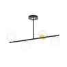 Plafonnier Design Floki Métal 6 lampes Déportées Noires et Dorées Style Minimaliste 