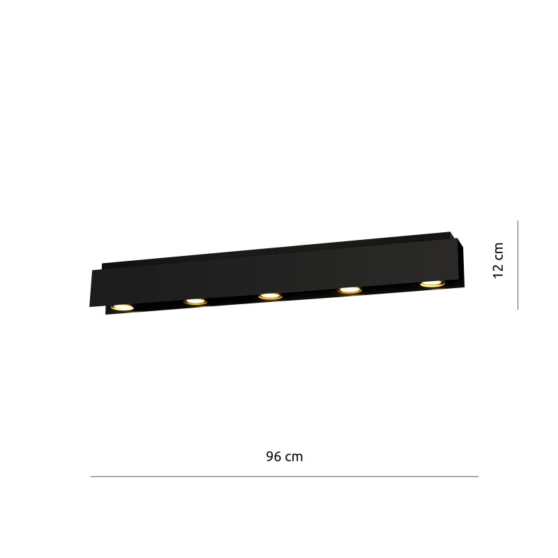 Plafonnier Design Kenno Métal 5 lampes Rectangles Noires Style Minimaliste 