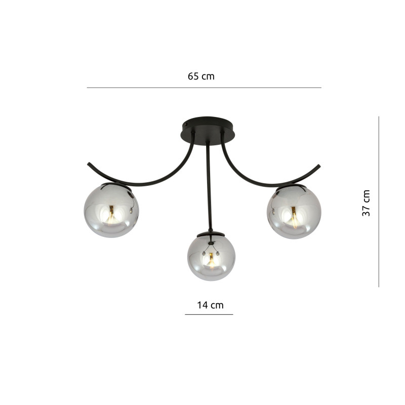 Plafonnier Design Boston Métal 3 lampes Boules Argentées Style Moderne 