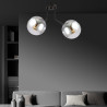 Plafonnier Design Nova Métal 2 lampes Boules Argentées Style Chic 