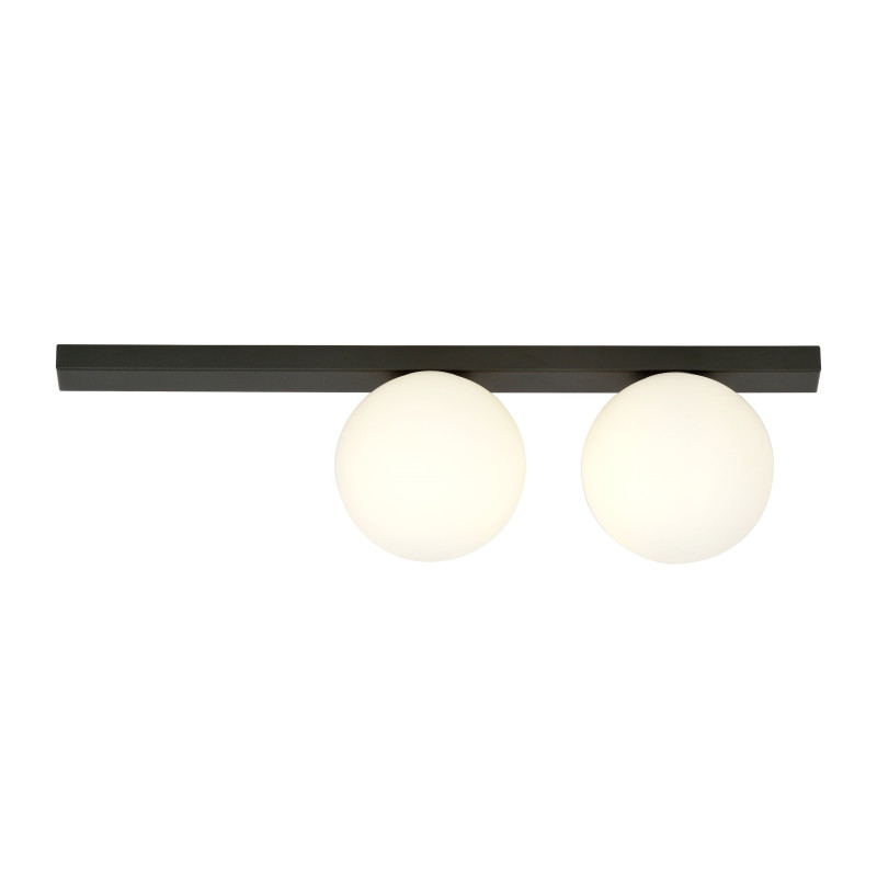 Plafonnier Design Fit Métal 2 lampes Boules Blanches Style Minimaliste 