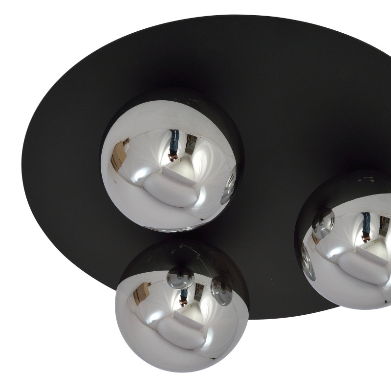 Plafonnier Design Solar Métal 3 lampes Boules Cercles Argentées Style chic 