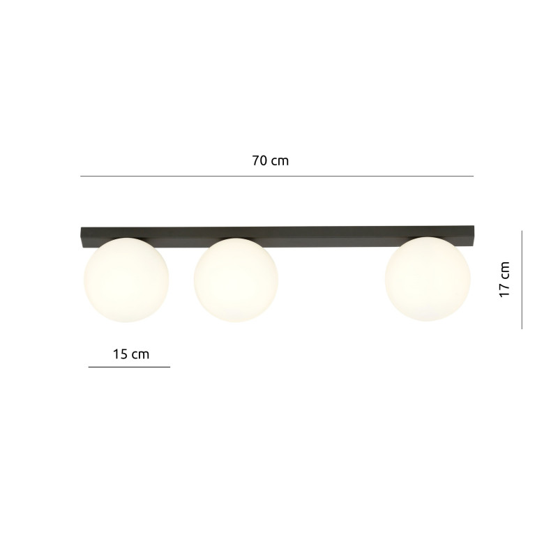 Plafonnier Design Fit Métal 3 lampes Boules Blanches Style Minimaliste 