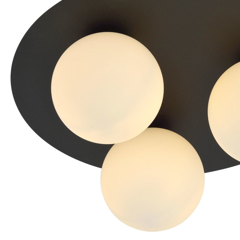 Plafonnier Design Solar Métal 3 lampes Boules Cercles Blanches Style chic 