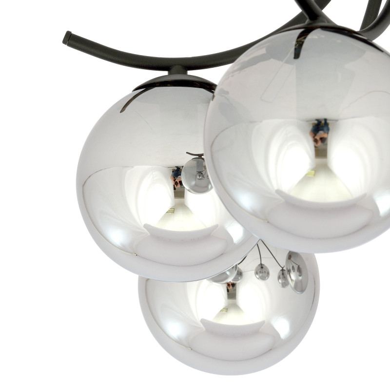 Plafonnier Design Boston Métal 4 lampes Boules Argentées Style Moderne 