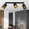 Plafonnier Design Bronx Métal 3 lampes Tubes Noires et Dorées Style Moderne 