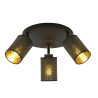 Plafonnier Design Bronx Métal 3 lampes Tubes Noires et Dorées Style Moderne 