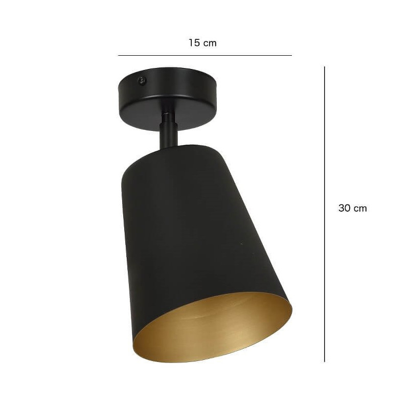 Plafonnier Design Prism Métal une Lampe Spot Noire/Dorée Style Moderne 