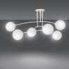 Plafonnier Design Pregos Métal 6 lampes Boules Déportées Blanches Style Minimaliste 