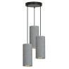 Suspension Design Bente Tissu 3 lampes Tubes Grises Style Vintage 