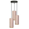 Suspension Design Bente Tissu 3 lampes Tubes Roses Style Vintage 