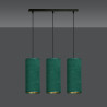 Suspension Design Bente Tissu 3 lampes Tubes Vertes Style Vintage 