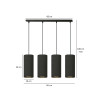 Suspension Design Bente Tissu 4 lampes Tubes Noireses Style Chic 