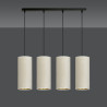 Suspension Design Bente Tissu 4 lampes Tubes Crémes Style Vintage 