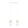 Suspension Design Akari Métal et Bois 2 lampes Tubes Blanches Style Moderne 