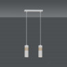 Suspension Design Akari Métal et Bois 2 lampes Tubes Blanches Style Moderne 