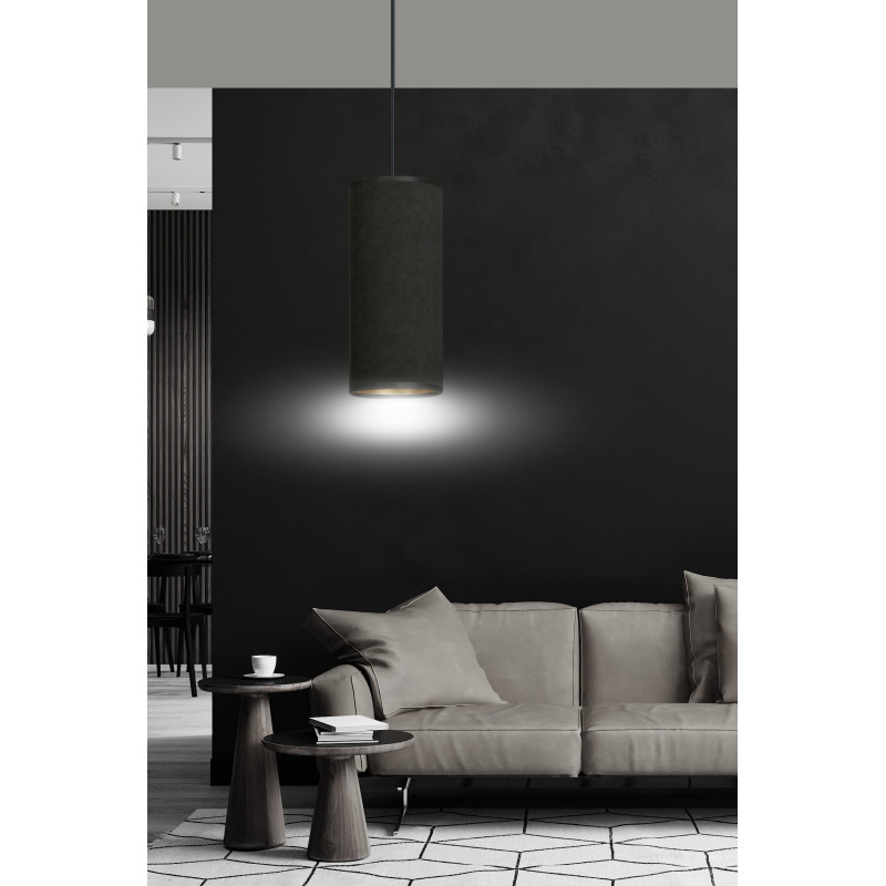 Suspension Design Bente Tissu une Lampe Tube Noire Style Chic 