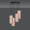 Suspension Design Bente Tissu 4 lampes Tubes Roses Style Vintage 