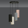 Suspension Design Bente Tissu 4 lampes Tubes Noires Grises Crémes et Roses Style Vintage 