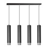 Suspension Design  Kibo Métal 4 lampes Tubes Noires et CHROME Style Moderne 