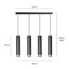 Suspension Design  Kibo Métal 4 lampes Tubes Noires et CHROME Style Moderne 