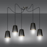 Suspension Design Link Métal  5 lampes Cloches Noires et Dorées Style Industriel 