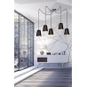 Suspension Design Link Métal  5 lampes Cloches Noires et Dorées Style Industriel 