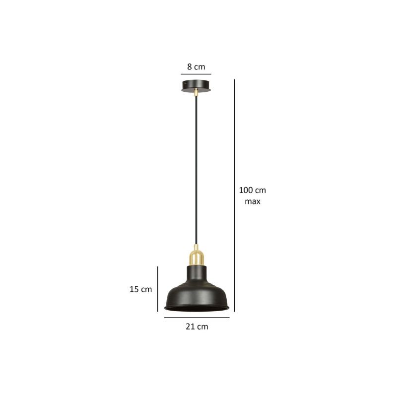 Suspension Design Ibor Métal une Lampe Coupole Suspendue Noire Style Moderne 