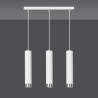 Suspension Design  Kibo Métal 3 lampes Tubes Blanches et CHROME Style Moderne 