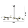 Suspension Design  Rossi Métal 8 lampes Boules Argentées Style Chic 