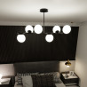 Lustres Design Bior Métal et Verre 6 lampes Boules Noires et Blanches Style Moderne 