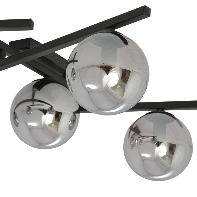 Plafonnier Design Smart Métal 5 lampes Boules Argentées Style Minimaliste 