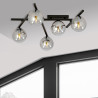 Plafonnier Design Smart Métal 5 lampes Boules Argentées Style Minimaliste 