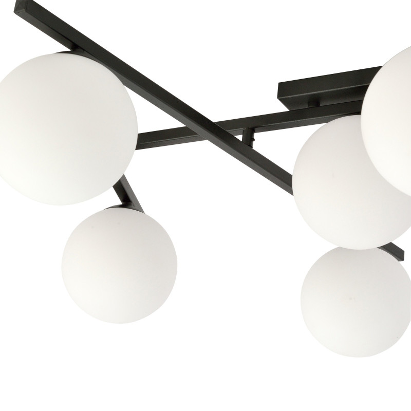 Plafonnier Design Smart Métal 4 lampes Boules Blanches Style Minimaliste 