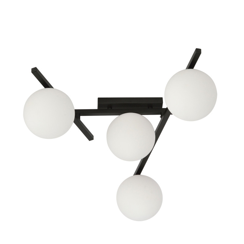 Plafonnier Design Smart Métal 4 lampes Boules Blanches Style Minimaliste 