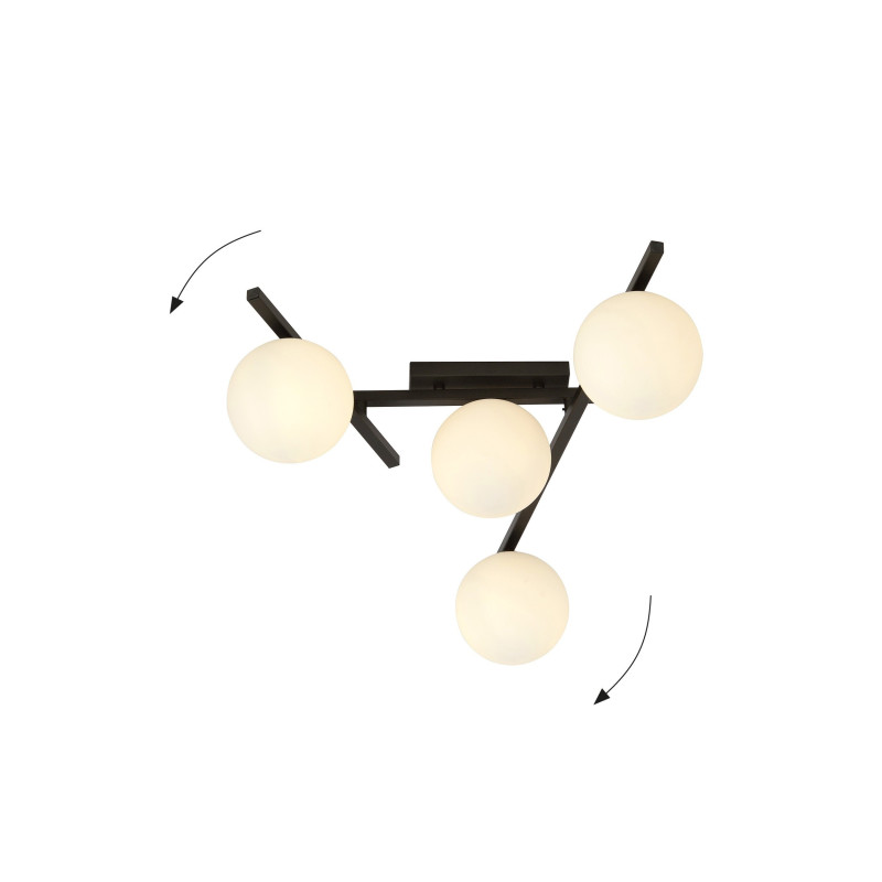 Plafonnier Design Smart Métal 4 lampes Boules Blanches Style Minimaliste 