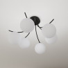 Plafonnier Design Boston Métal 6 lampes Boules Blanches Style Moderne 