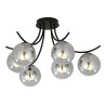 Plafonnier Design Boston Métal 6 lampes Boules Argentées Style Moderne 