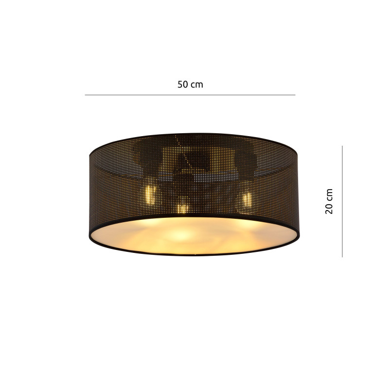 Plafonnier Design Aston Métal 3 lampes Rondes Noireses Style Chic 