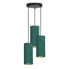 Suspension Design Bente Tissu 3 lampes Tubes Vertes Style Vintage 