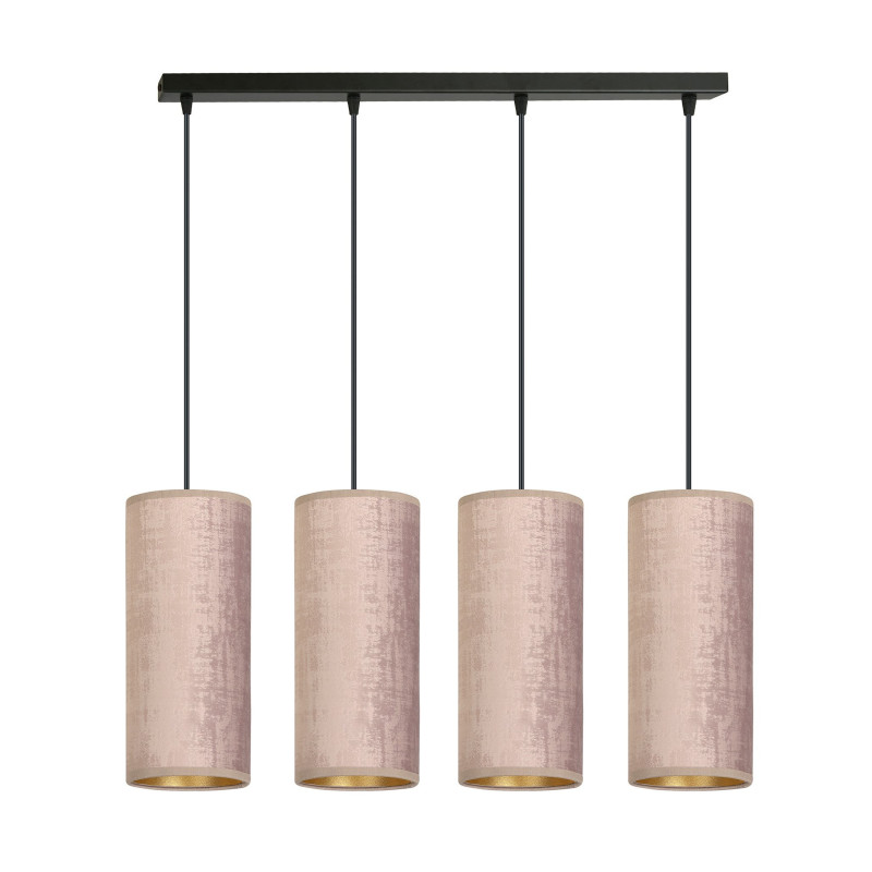 Suspension Design Bente Tissu 4 lampes Tubes Roses Style Vintage 