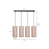 Suspension Design Bente Tissu 4 lampes Tubes Roses Style Vintage 